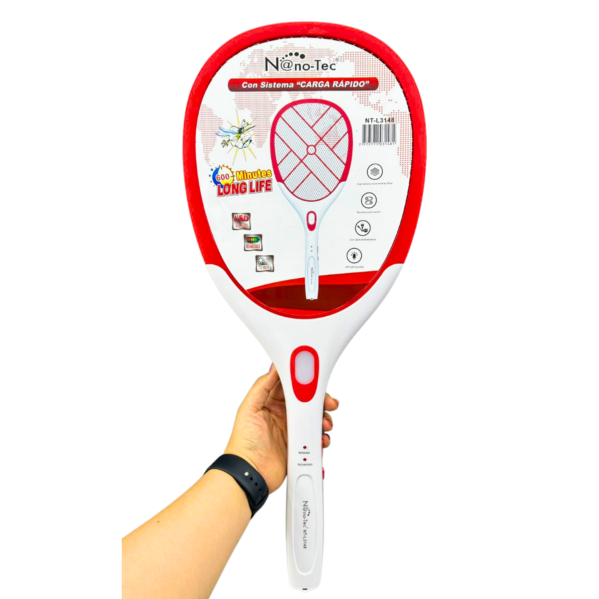 raqueta mata zancudos nanotec carga rapida color rojo Comprar tienda onlineshoppingcenterg Colombia centro de compras en linea